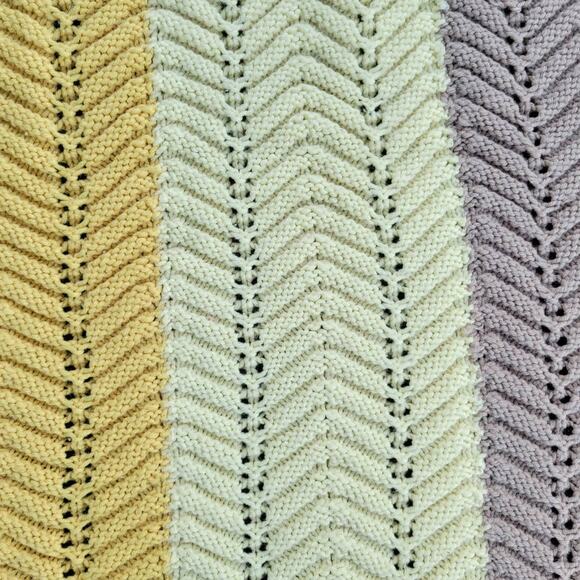 Handmade Chevron Knit Throw Blanket Yellow Brown Bumble Bee - Picture 2 of 2